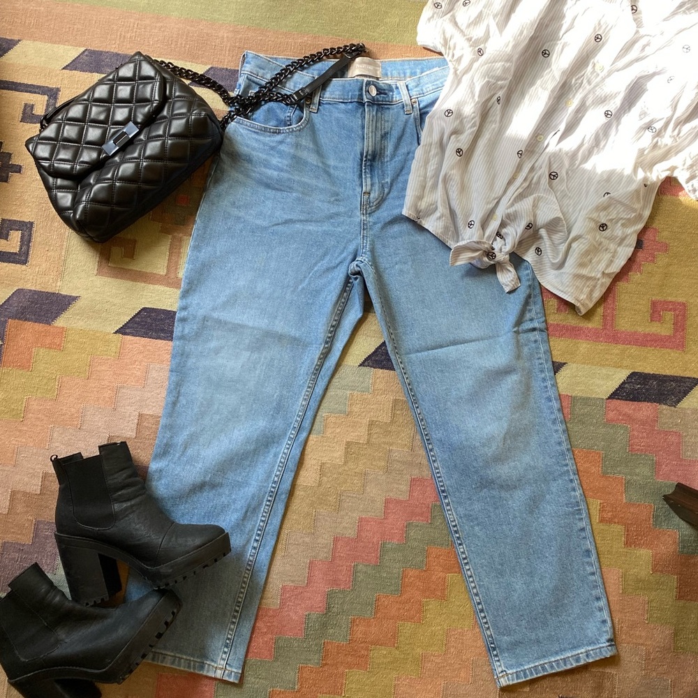 Everlane High Rise Straight Leg Ankle Cotton Mom Jeans Sz 31